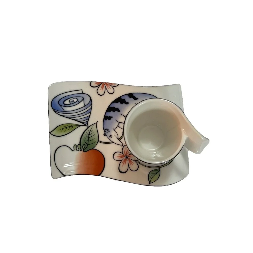 Vtg Villeroy &‎ Boch New Wave Caffe Jungle Coffee Cup & Saucer Porcelain Germany